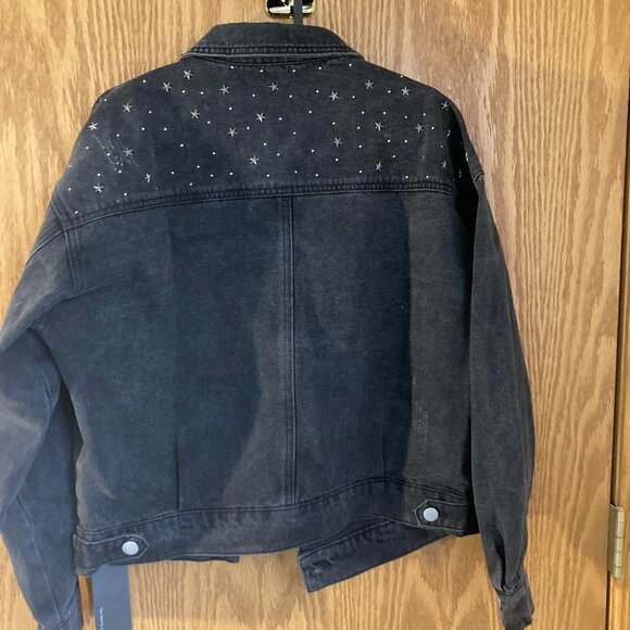 Denim jacket trendy oversized cropped star-studded - NWT - Picture 4 of 7